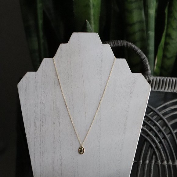 "Humble Sparkle" Cubic Zirconia Oval Pendant Necklace -10K Gold Vermeil / Silver - Picture 2 of 5